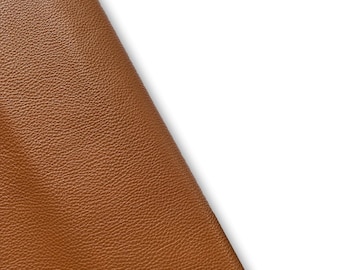 Cognac Brown Natural Grain Cowhide Leather Skins. Genuine Cow