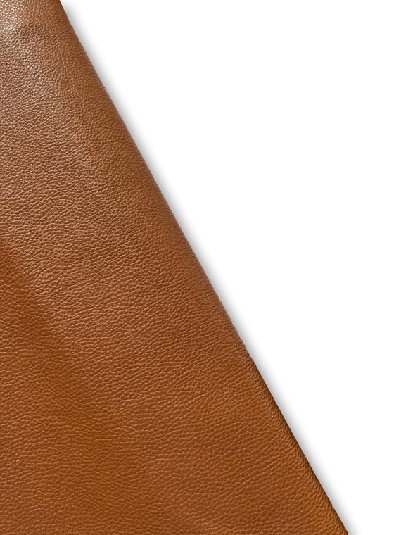 Cognac Brown Natural Grain Cowhide Leather Skins. Genuine Cow