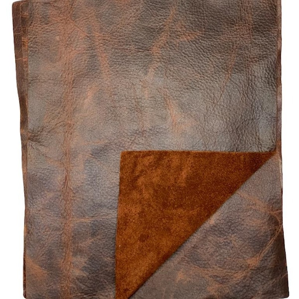 Bourbon Brown Distressed Cowhide Leather: 8.5" x 11" Pre Cut Pieces