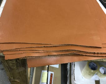 12'' x 12'' Cognac Cowhide: Soft Natural Pebble Grain Leather 2.5-3 oz. Perfect for Handbags, Shoes, Garments, and Leather Crafts!
