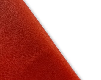 Orange Natural Grain Cowhide Leather. Genuine Cow leather for DIY craft, Upholstery, leather crafting, Cut and sew leather Goods