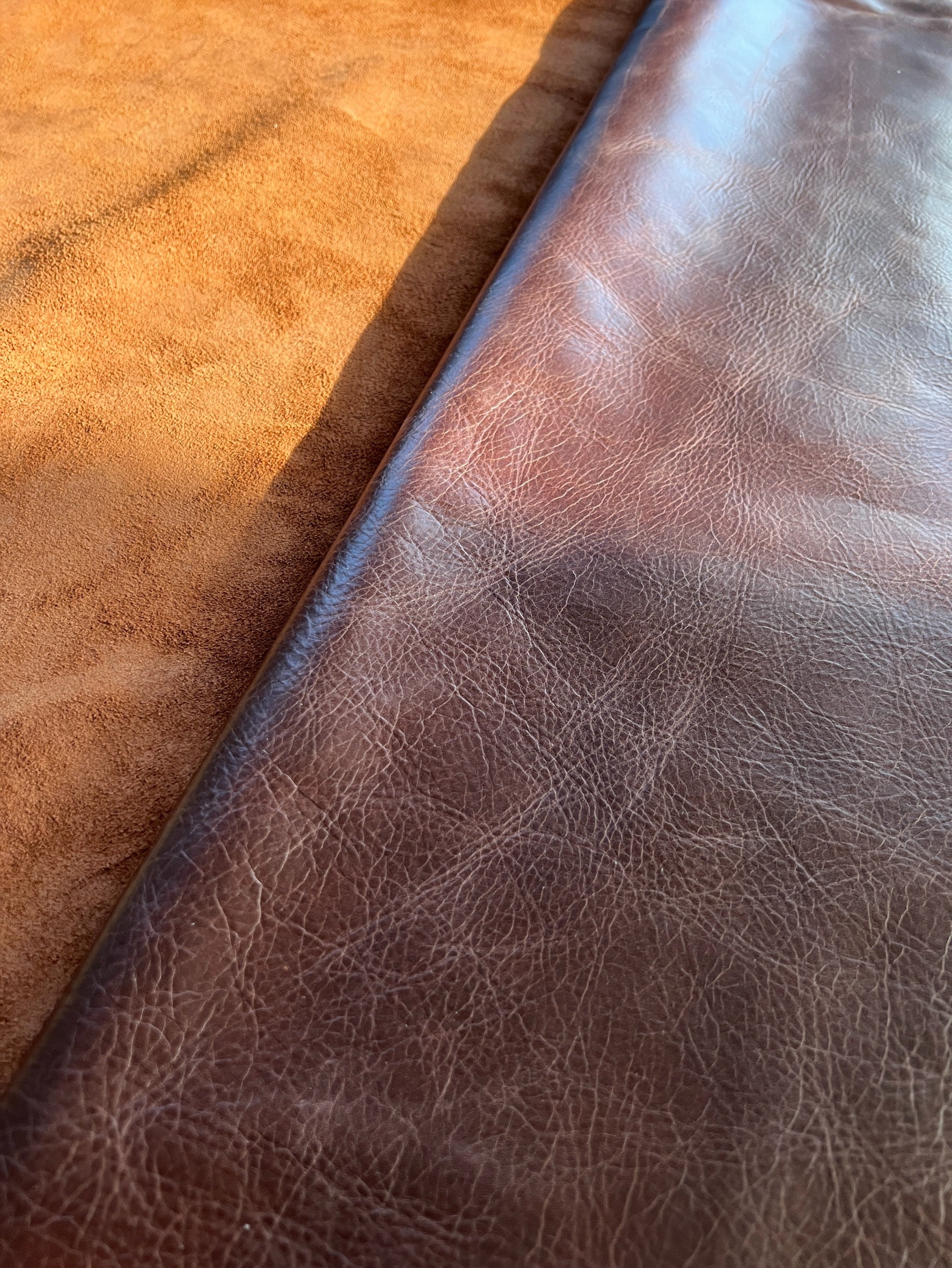 Bourbon Pull up Natural Grain Cowhide Leather Genuine Cow Leather