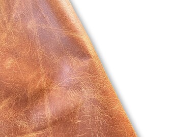 Terra Cotta Pull Up distressed Cowhide Leather. Genuine cow leather for DIY craft, Upholstery, leather crafting, Cut and sew leather goods