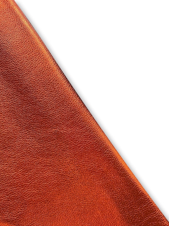 Orange Metallic Cowhide Leather Skins Genuine cow leather ideal for DIY craft, Upholstery, leather crafting, Cut and sew leather Goods