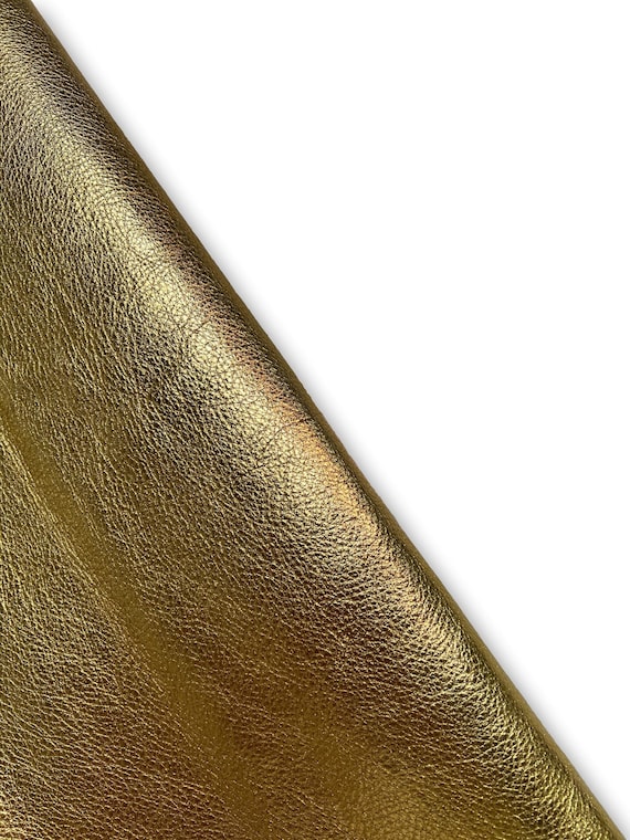 Gold Metallic Natural Grain Cowhide Leather Skins.Genuine Cow leather for DIY craft, Upholstery, leather crafting, Cut and sew leather Goods