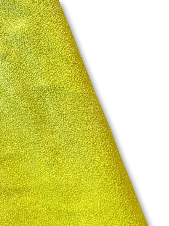Lemon Yellow Natural Grain Cowhide Leather Skins. Genuine cow leather for DIY craft, Upholstery, leather crafting, Cut and sew leather Goods