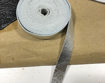 Silver Metallic Leather for Piping: Soft Metallic Cowhide Strips