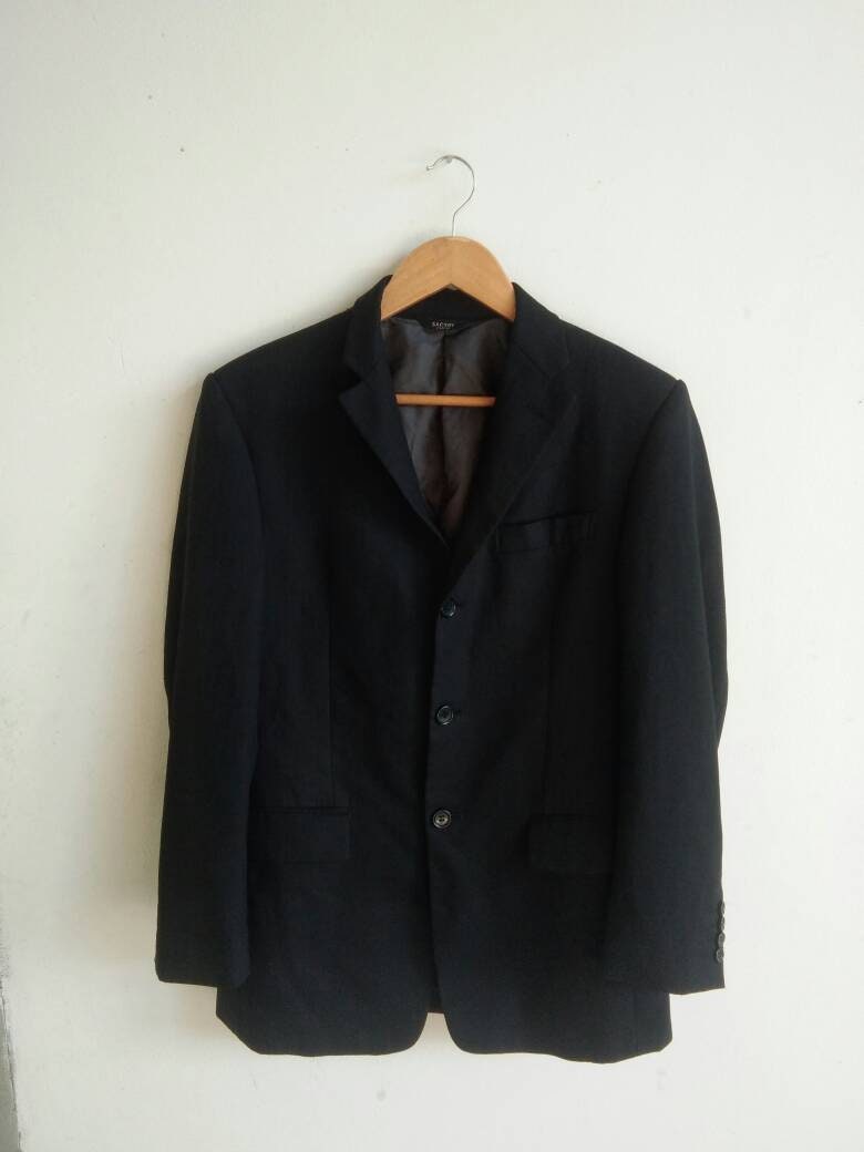 Y's Wool Gabardine Cutaway Jacket Black 3