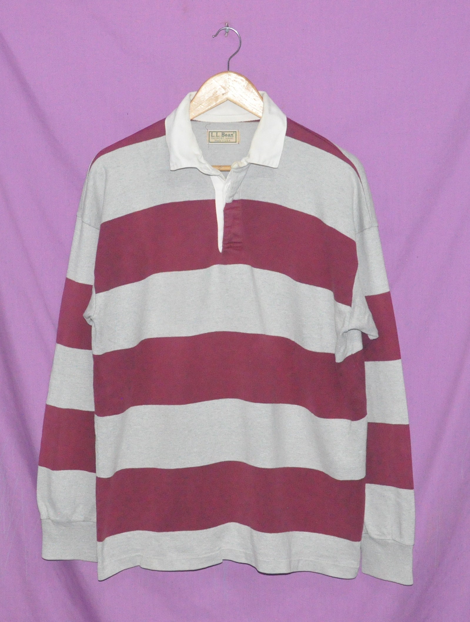 Vintage 90s LL Bean Striped Rugby Polo-Shirt Made in USA | Etsy