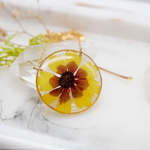 Pressed Texas Wildflower Necklace, Coreopsis