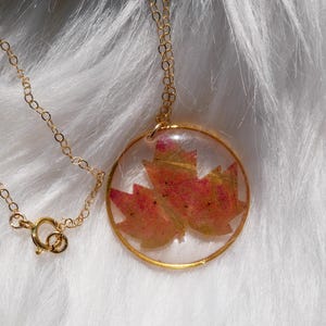 Gepresste Ahornblatt Halskette, Gepresster Herbst Blatt Schmuck
