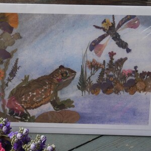 Blumenfrosch Grußkarte, PRINT, Blumencollage Frosch