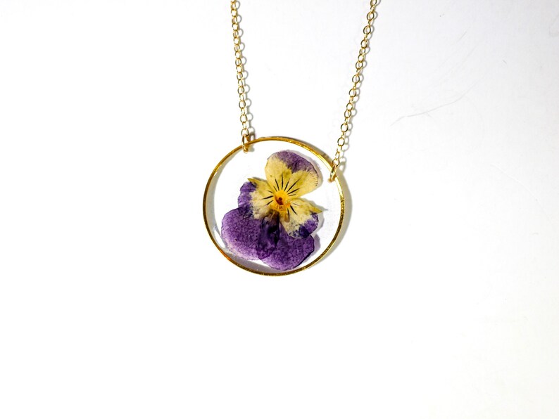 Viola Necklace Pressed Flower Jewelry Real Viola Necklace Etsy