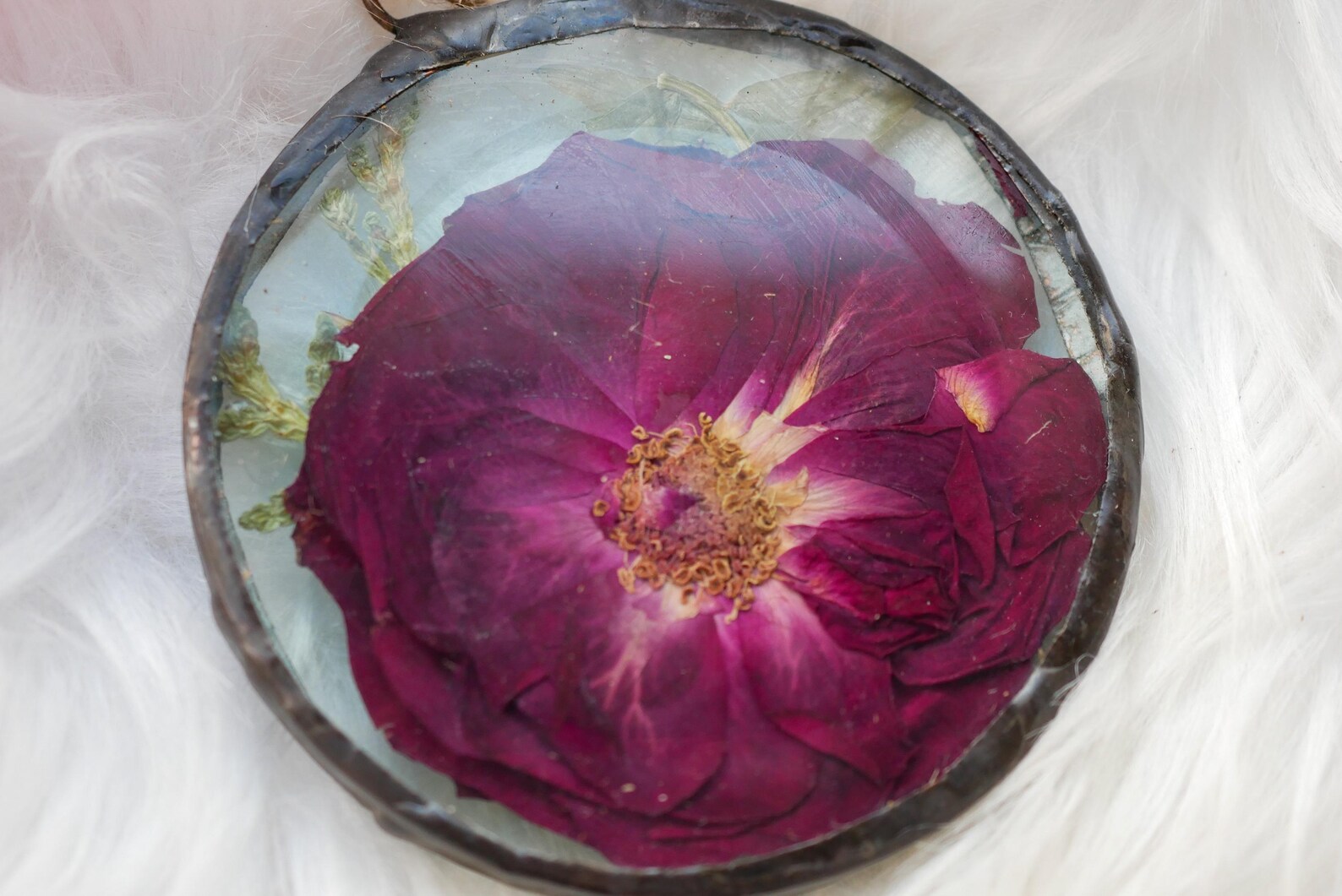 Glass Rose Ornament: Pressed Red Flower - Handcrafted Garden Decor - Etsy