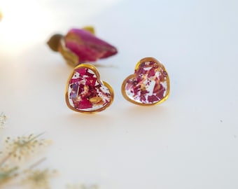 Stainless Steel Rose Petal Heart Earrings – Dainty, Romantic, and Lightweight