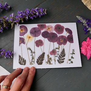Pressed Poppy greeting card PRINT,  poppy art, blank greeting card, real flower card