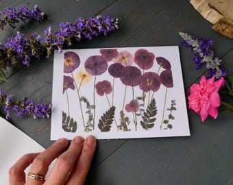 Pressed Flower Greeting Card Print, 5x7 Blank