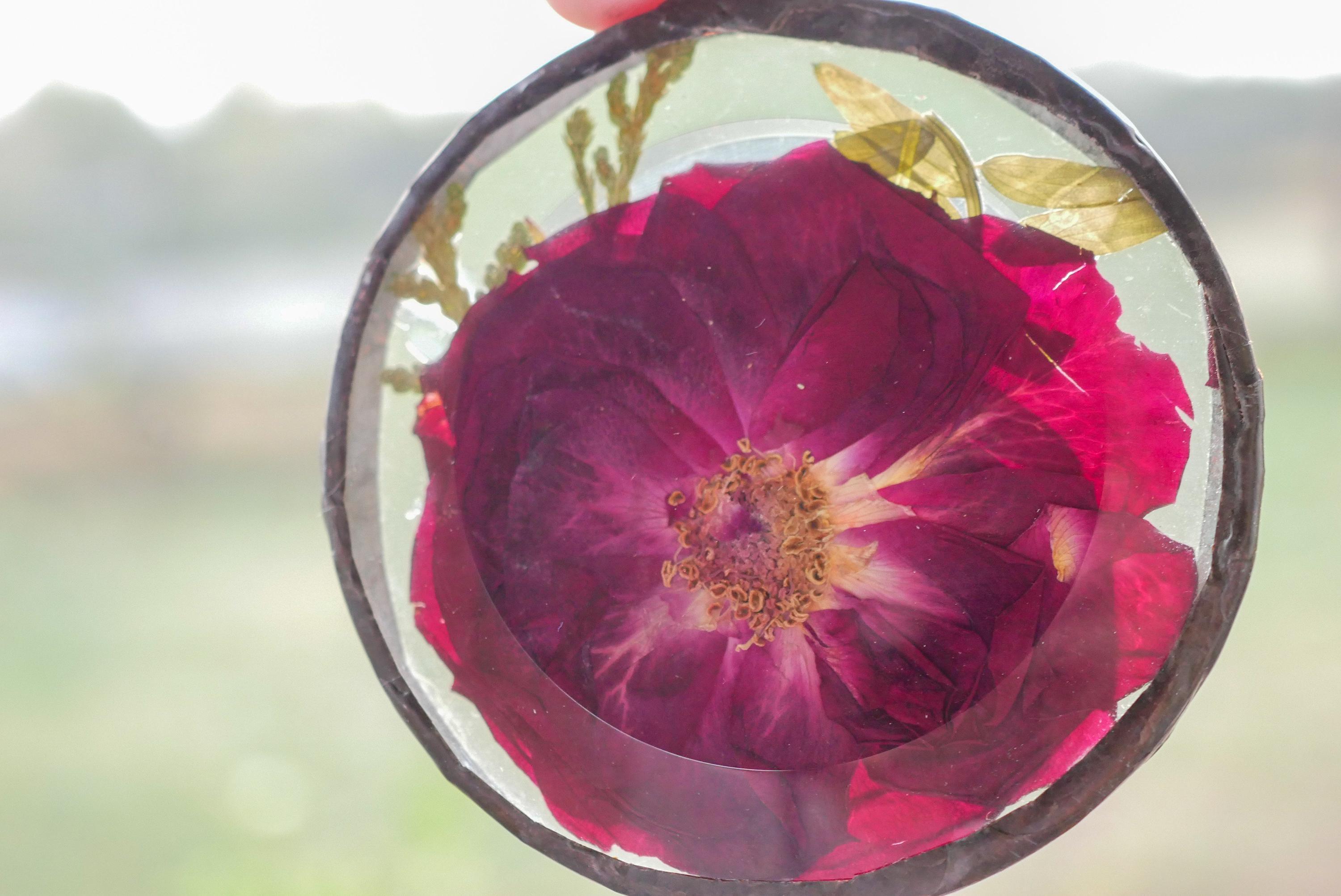 Glass Rose Ornament: Pressed Red Flower - Handcrafted Garden Decor - Etsy