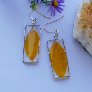 Pressed sunflower petal earrings