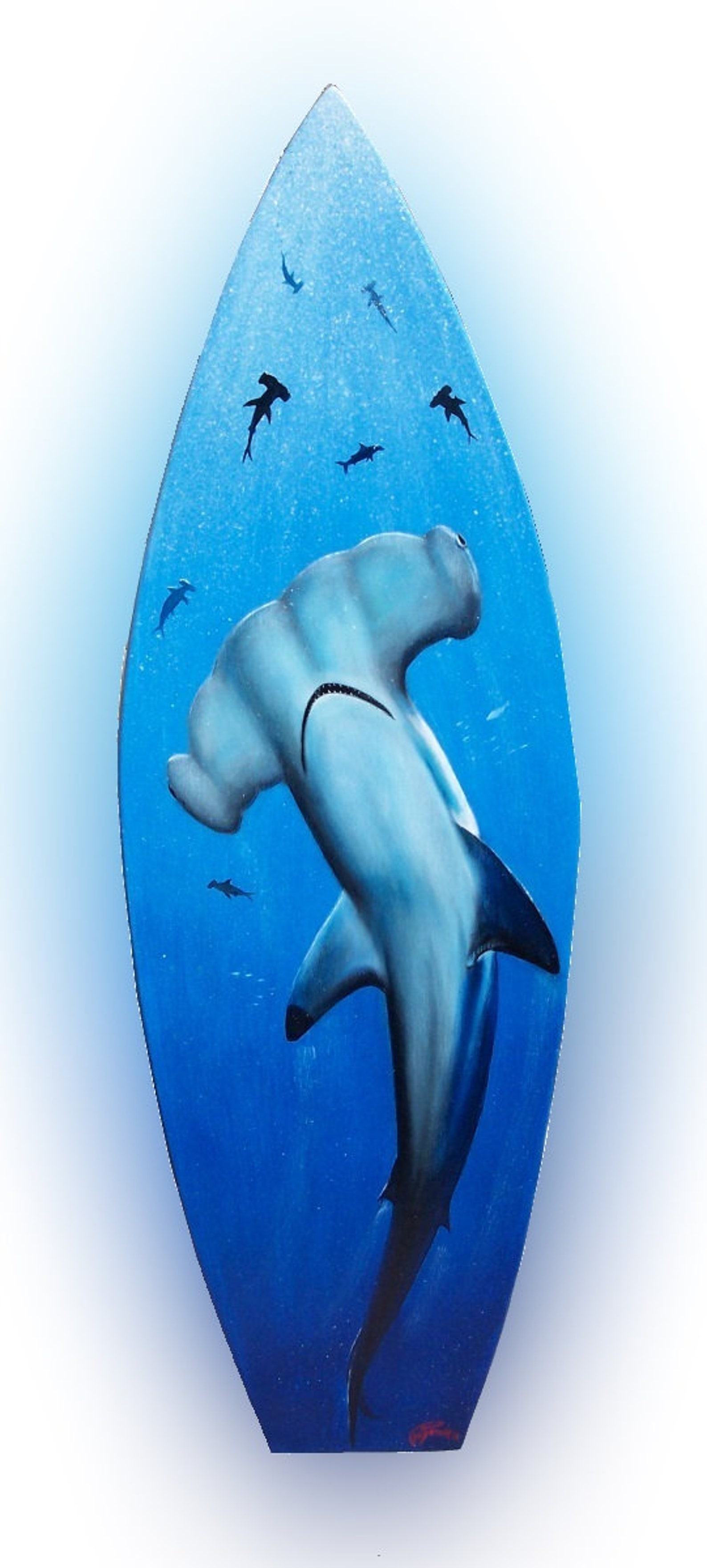 Hammerhead Shark Handcrafted, Hand Painted Surfboard Wall Art Etsy