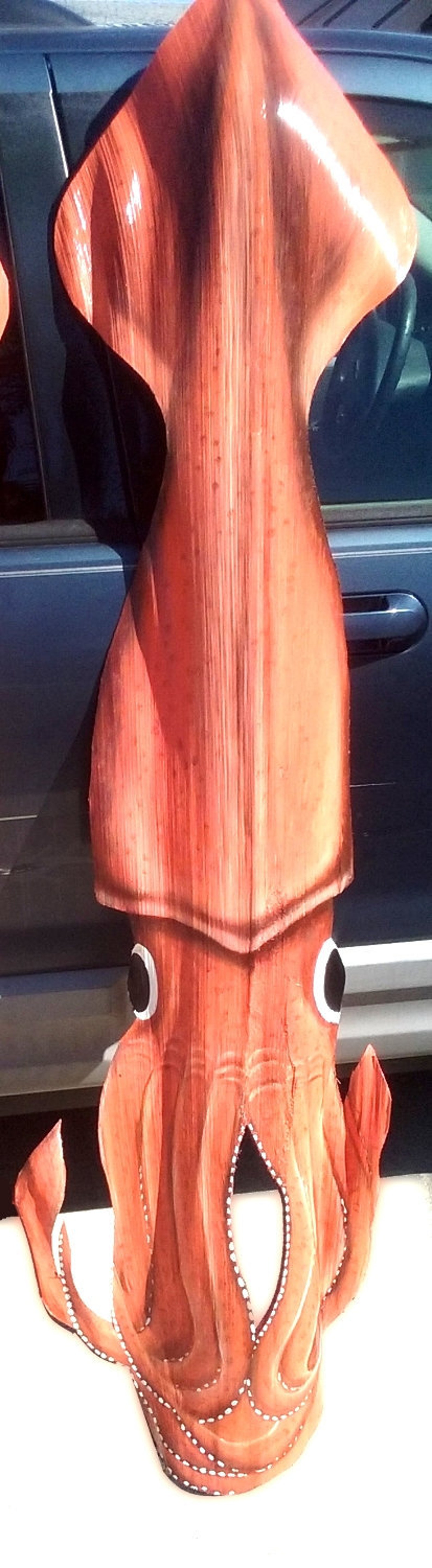 Squid Hand Carved And Painted From Palm Tree Frond Art Marine Etsy