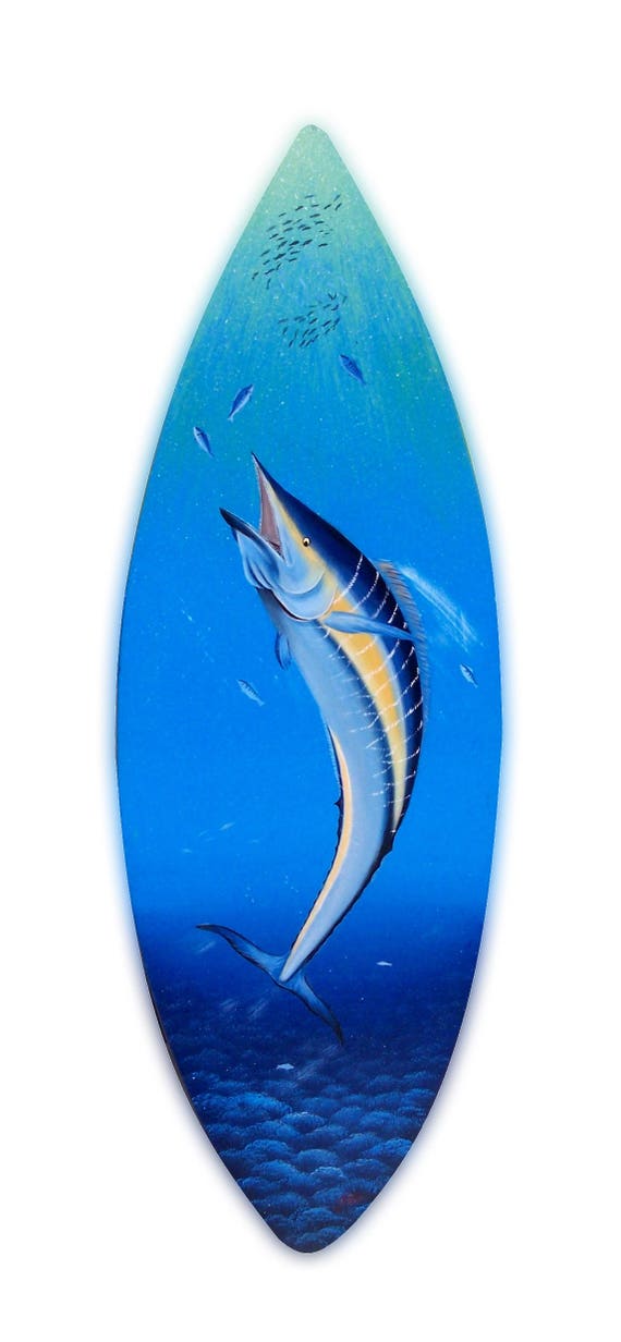 Hammerhead Shark Surfboard Wall Art Hand painted handcrafted wooden sea fish