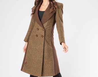 Women's Tailored Jacket, Ladies Tweed Coat, Women's Winter Coat, Ladies Autumn Jacket, Wool Collar Coat, Formal Ladies Outerwear Coat