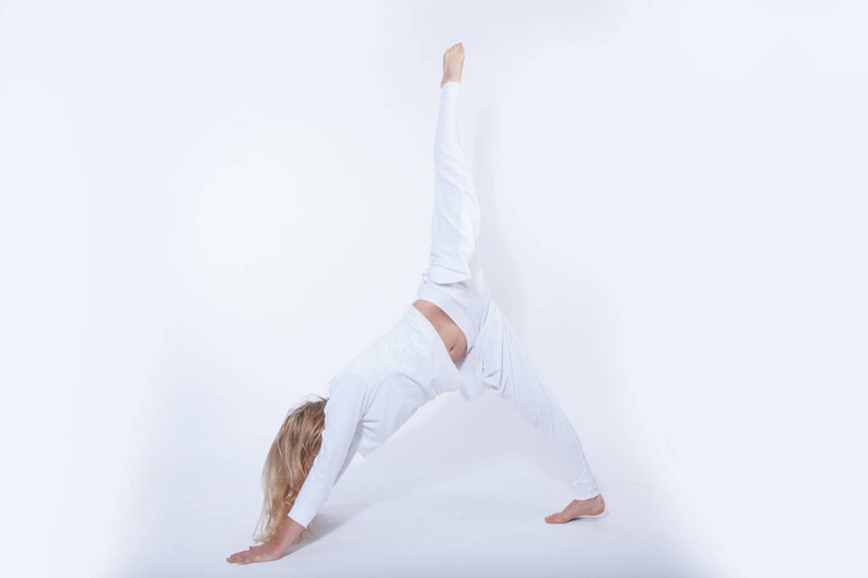 Unisex Loungewear Bottoms with Pockets, Organic White Cotton pants, Kundalini Yoga Clothing, Joggers, Sweatpants image 7