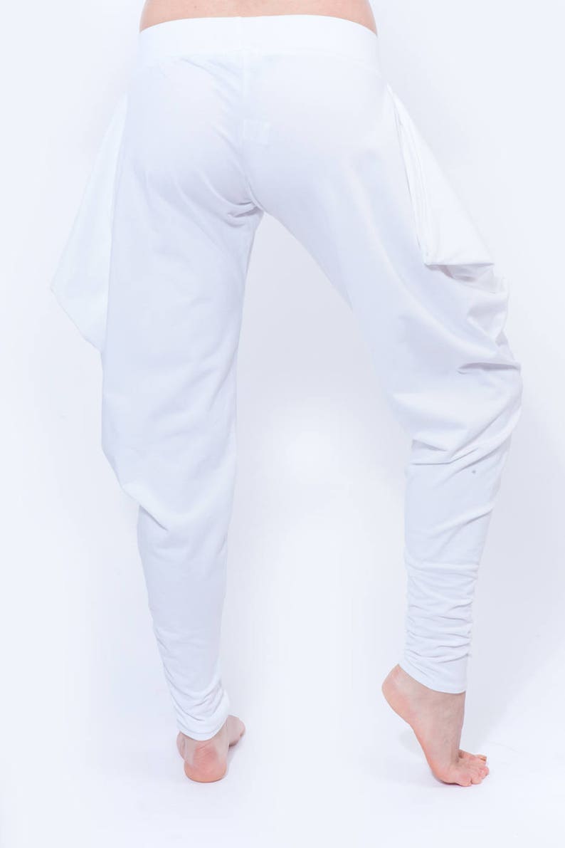 Unisex Loungewear Bottoms with Pockets, Organic White Cotton pants, Kundalini Yoga Clothing, Joggers, Sweatpants image 3