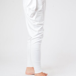 Unisex Loungewear Bottoms with Pockets, Organic White Cotton pants, Kundalini Yoga Clothing, Joggers, Sweatpants image 2