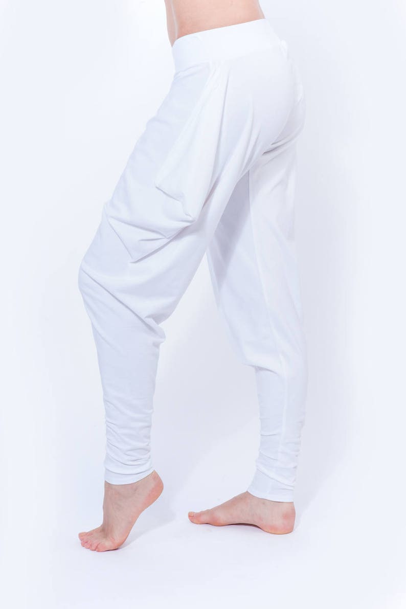 Unisex Loungewear Bottoms with Pockets, Organic White Cotton pants, Kundalini Yoga Clothing, Joggers, Sweatpants image 1