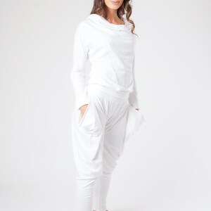 Unisex Loungewear Bottoms with Pockets, Organic White Cotton pants, Kundalini Yoga Clothing, Joggers, Sweatpants image 5