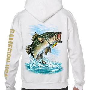Green Bass Fish Pullover Hoodie Sweatshirt Mens Long Sleeve Hooded Sweatshirt S-3XL