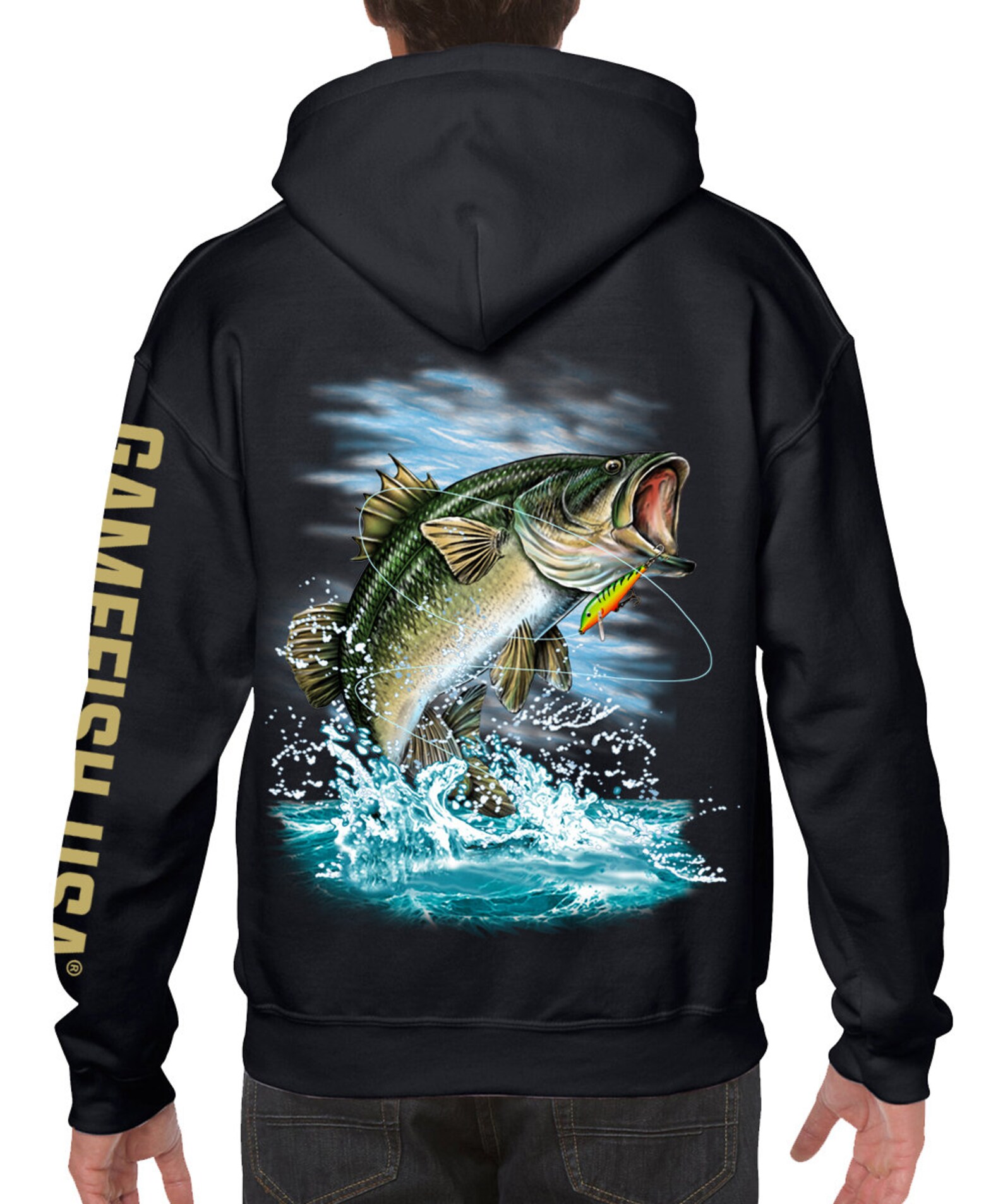 GAMEFISH USA Pullover Fleece Hooded Fishing Sweatshirt Bass Etsy