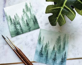 Watercolor forest- original painting