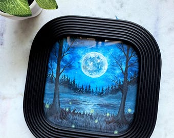 Moon glow watercolor painting -original artwork-framed painting