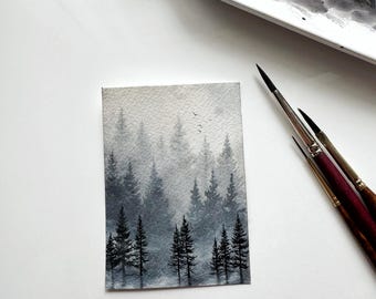 ACEO, acuarela original de 2,5 x 3,5 pulgadas.