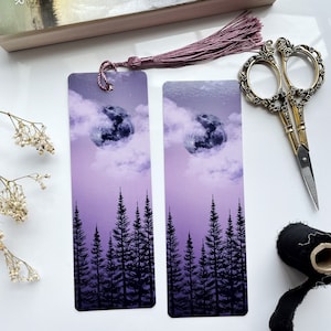 Purple moonscape bookmark-moon art