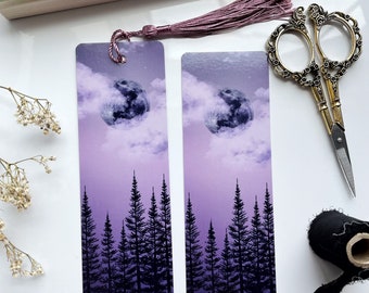 Purple moonscape bookmark-moon art