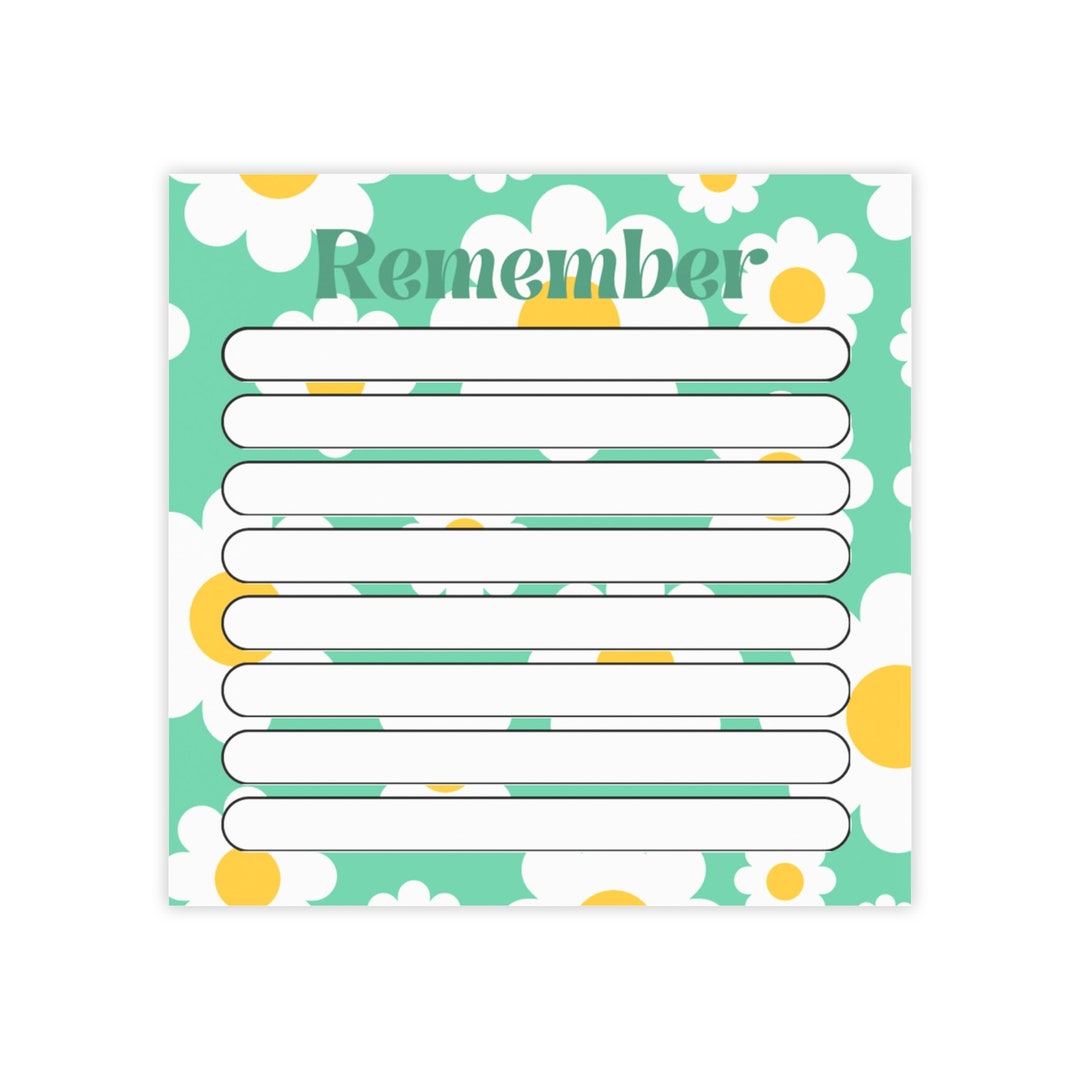 70s Flower to Do List Postit® Note Pads Etsy