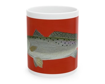 Red in the Morning - Speckled Trout Ceramic Coffee Mug, 11oz