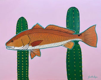 Pink Cadillac - Original Redfish Painting