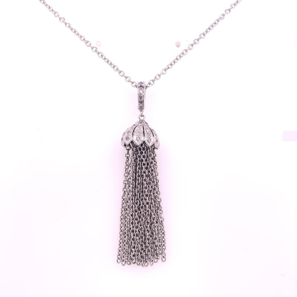 Diamond Tassel Pendant Chain Necklace 18k Gold 0.15 TCW - Etsy