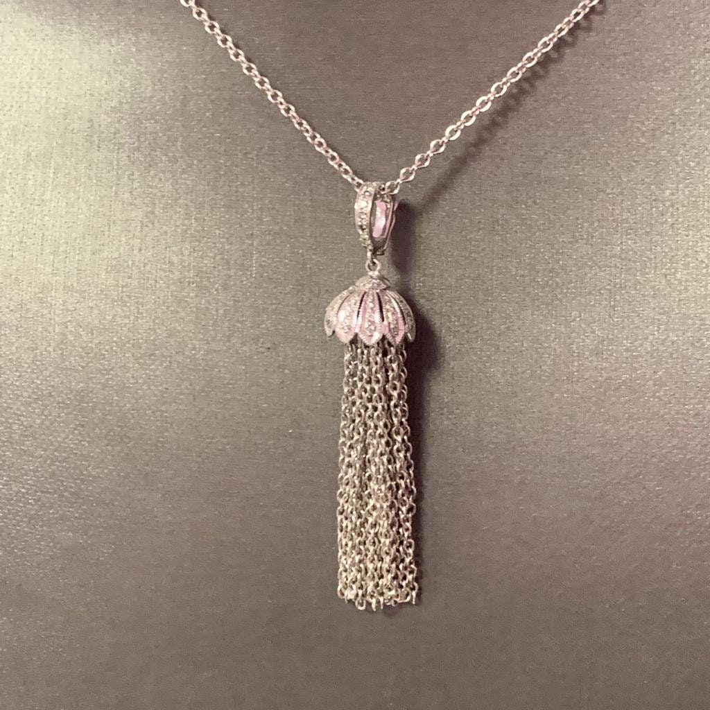 Diamond Tassel Pendant Chain Necklace 18k Gold 0.15 TCW - Etsy