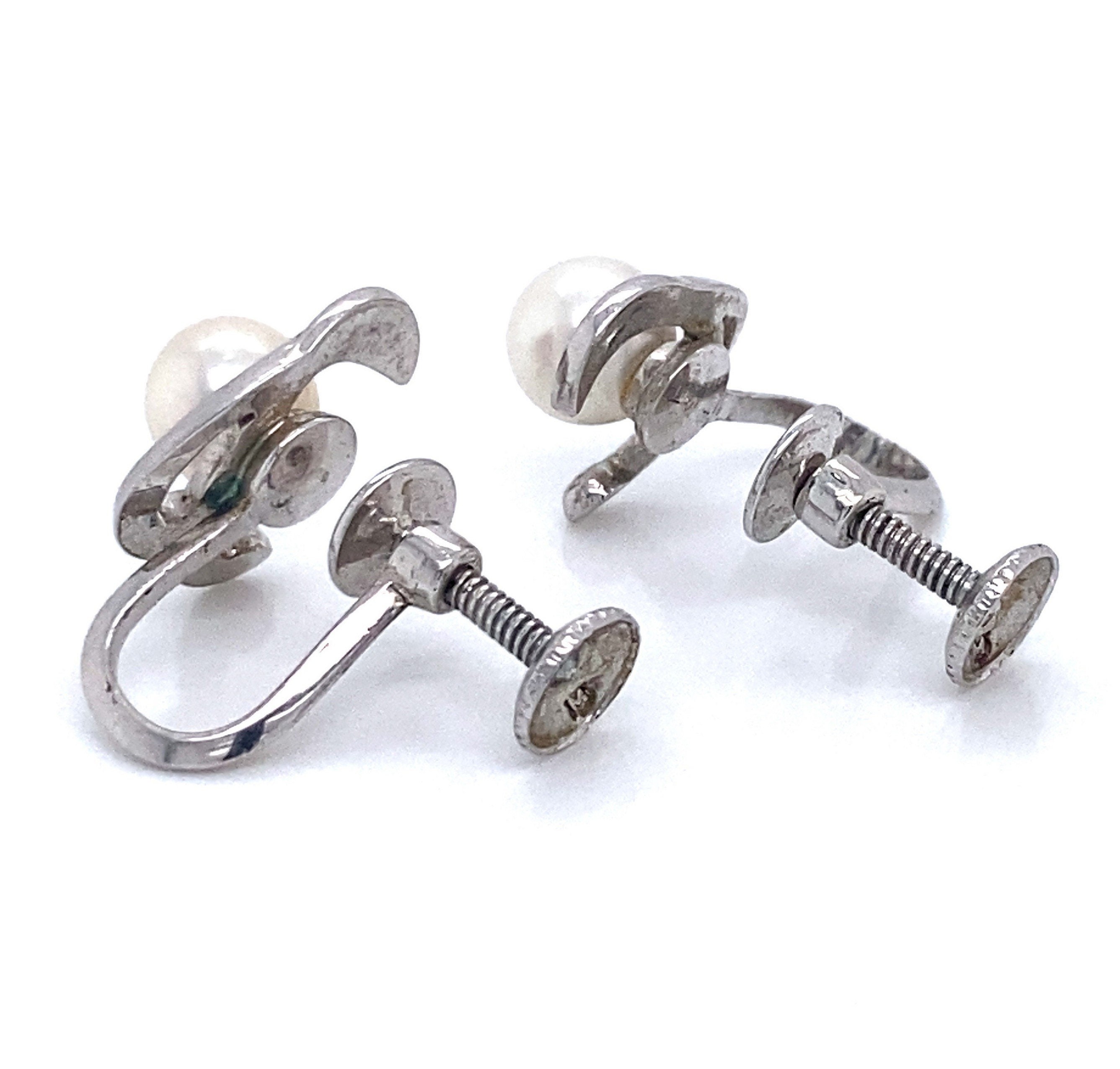 Mikimoto Estate Akoya Pearl Clip on Earrings Sterling Silver - Etsy