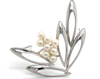 Pearl Brooch Branch Genuine Cultured Pearl Jewelry Sterling Silver