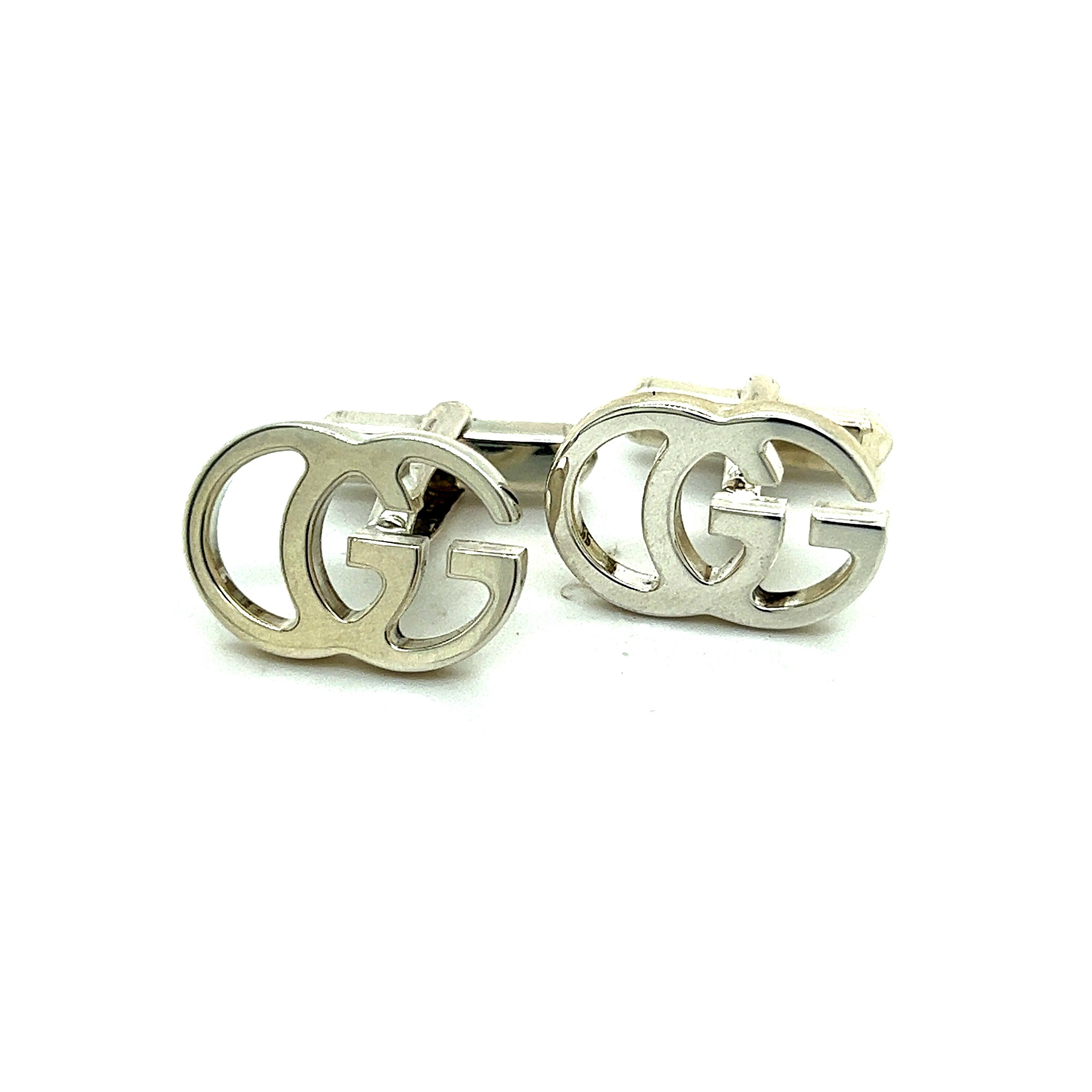 Gucci 1980s Mixed Metal Cufflinks and Tie Clip at 1stDibs