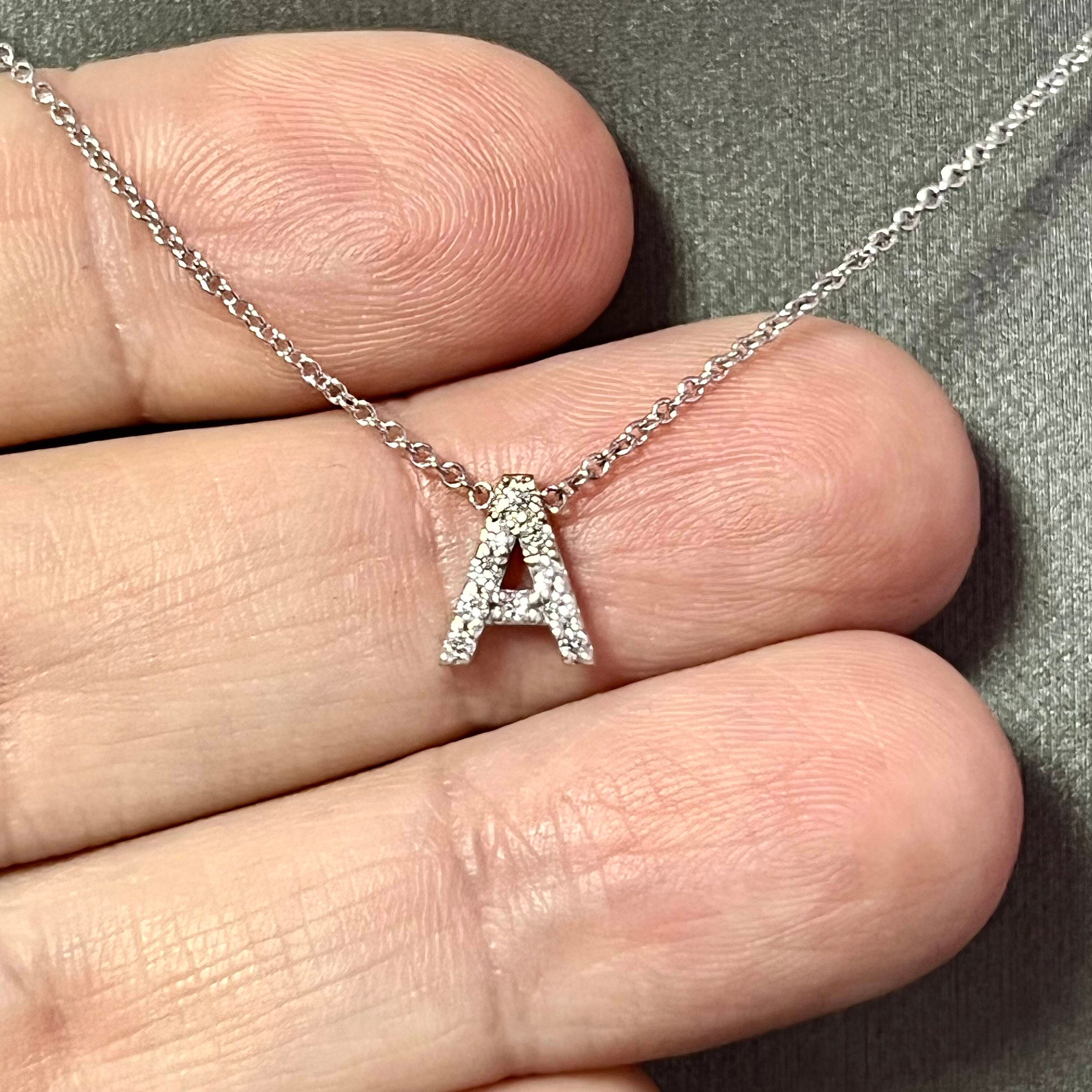 Diamond Letter a Pendant Necklace 18 14k Etsy