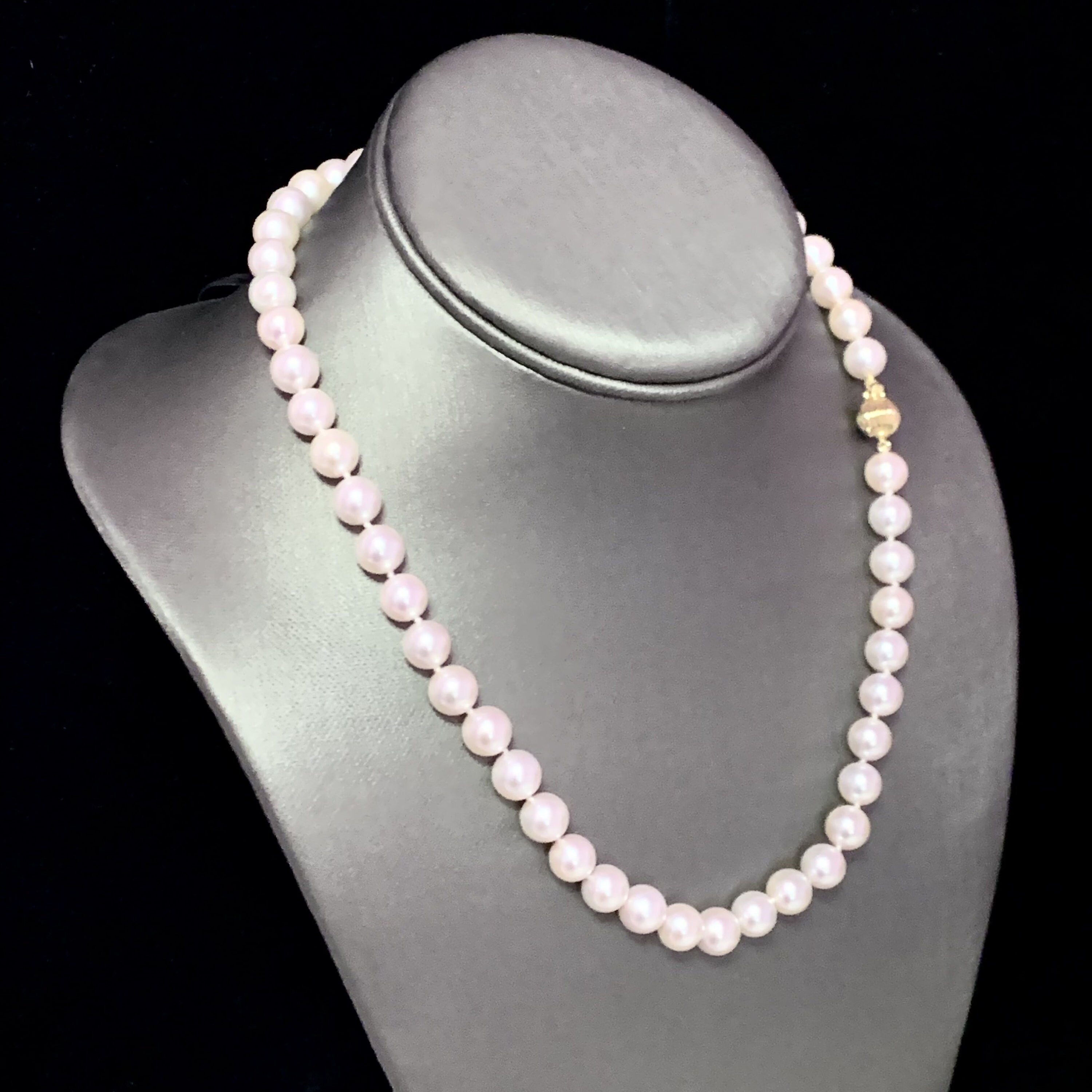Akoya Pearl Necklace 14k Yellow Gold 17 8.5 mm Certified | Etsy