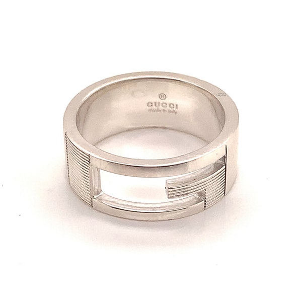 Gucci Estate Sterling Silver Ring Size 7, 7.31 Grams 7 mm Height G2